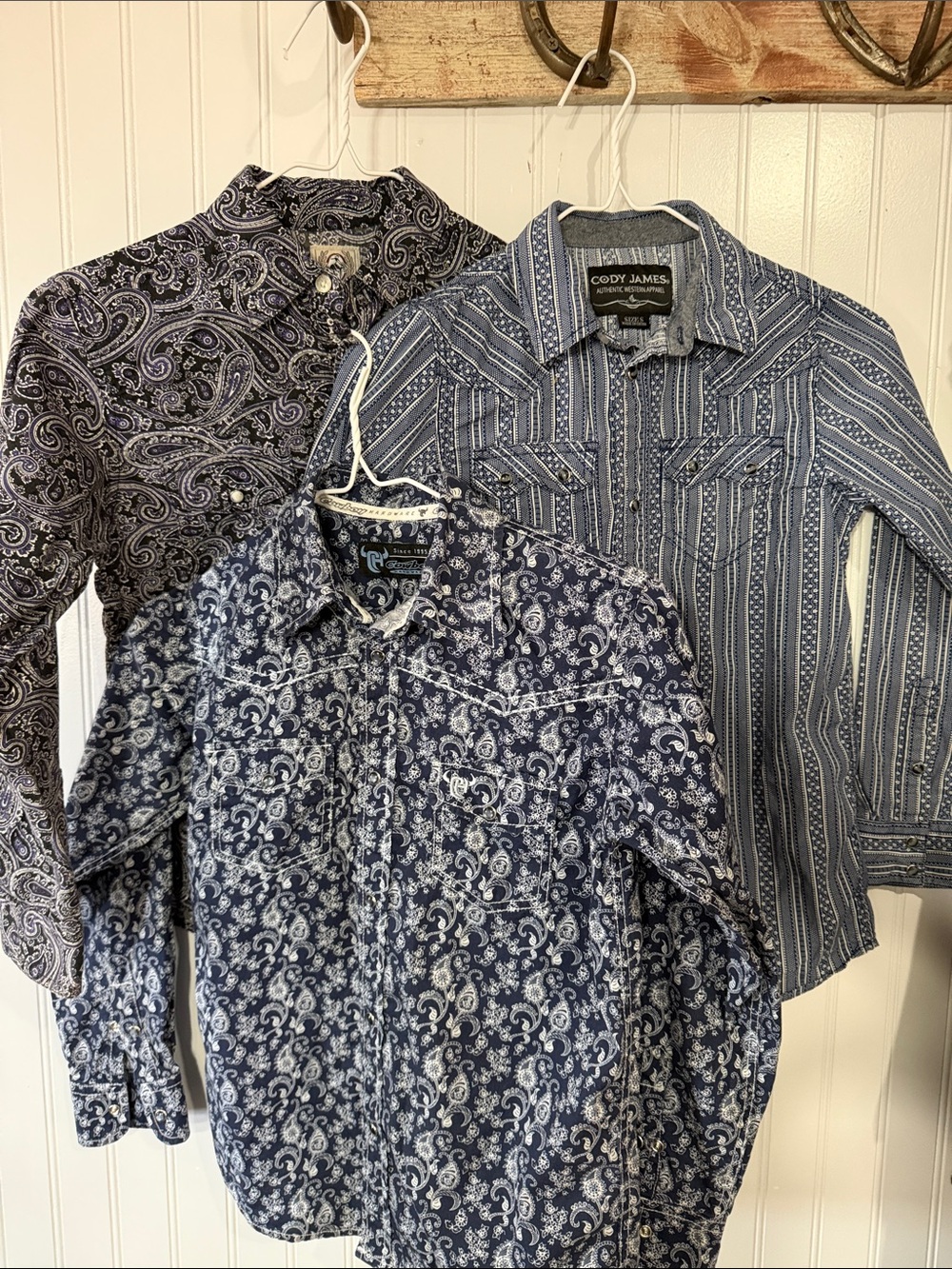 Cinch Kids Navy Paisley and Stripe Button-Down Shirt
